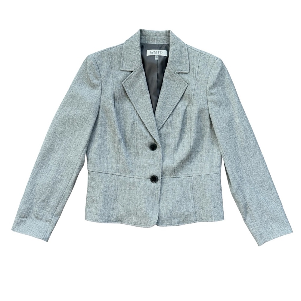 Kasper Classic Gray Women's Suit Jacket Blazer Lined Two Button Closure Size 10